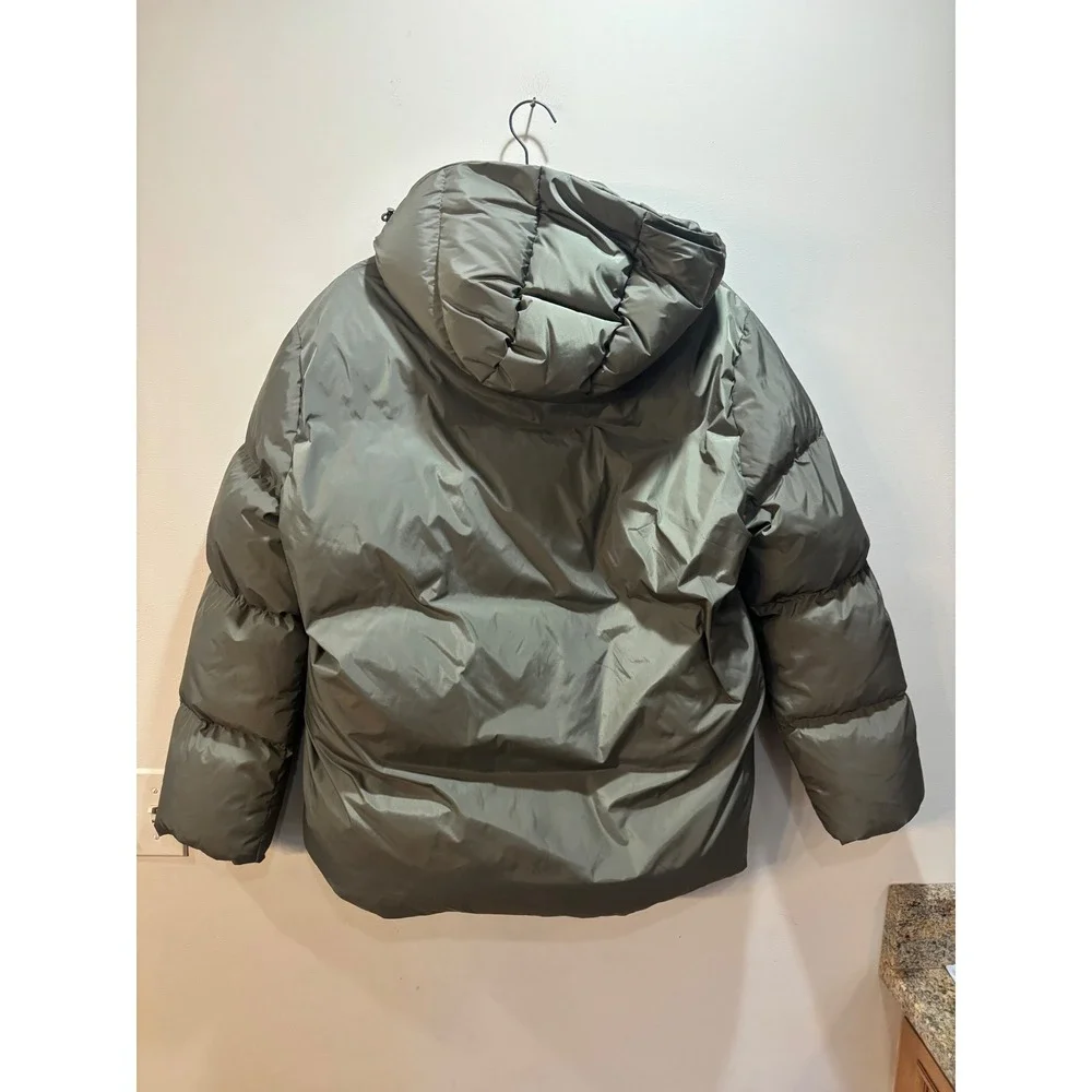 Jenni Kayne Olive Green Hooded Down Puffer‎ Jacket Coat 481-2310-D20 Womens M
